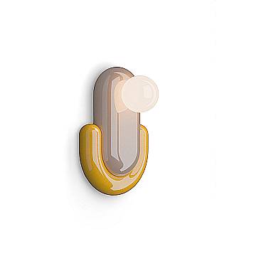 Applique Deco Eclair Ceramica Grigio Sabbia Giallo 1 Luce G9