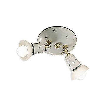 Plafoniera Classica Savona Ceramica E Ottone Satinato Decorato 2 Luci E14