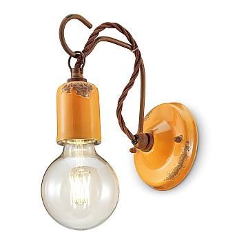 Applique Vintage Ceramica Gialla Con Filamento 1 Luce E27