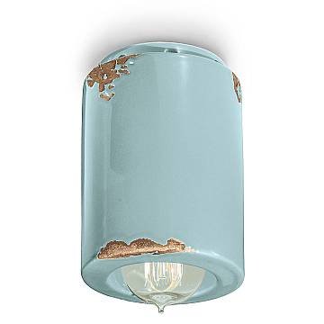 Plafoniera Vintage Ceramica Azzurra 1 Luce E14