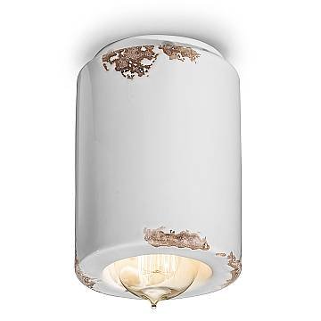 Plafoniera Vintage Ceramica Bianca 1 Luce E14