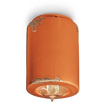 Plafoniera Vintage Ceramica Arancio 1 Luce E14