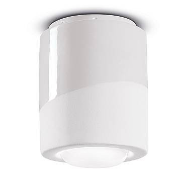 Plafoniera Piccola Vintage Decò Pi Ceramica Bianco Grezzo 1 Luce E27