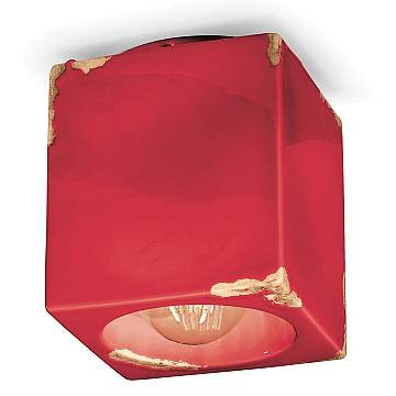 Plafoniera Vintage Ceramica Rossa 1 Luce E27