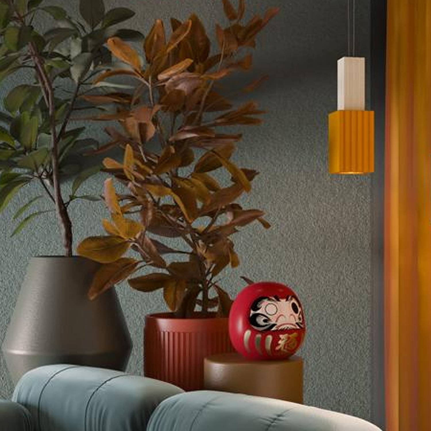 Sospensione Vintage Metra Ceramica Crema E Giallo 1 Luce E27 C2835-CGI