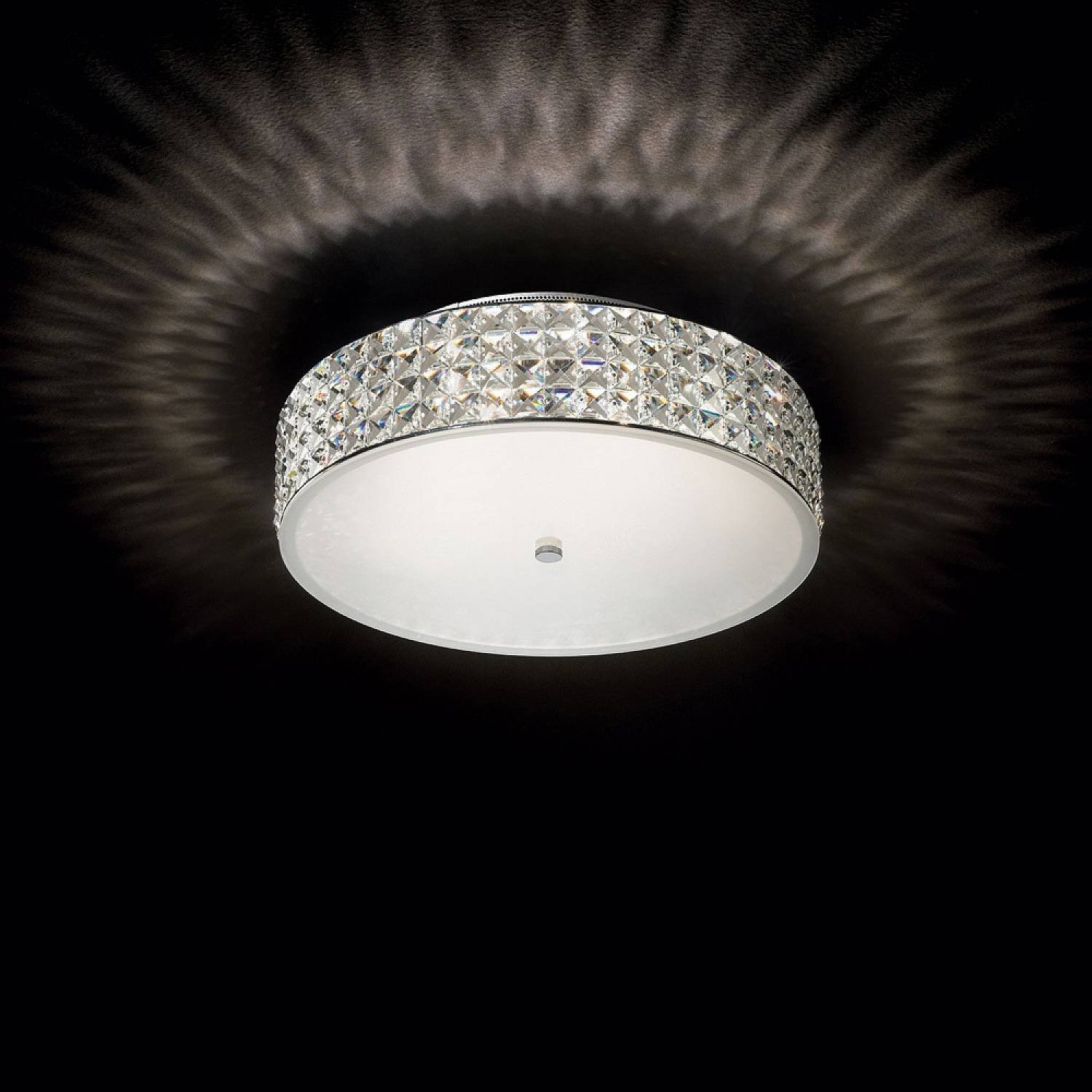 Plafoniera Contemporanea Roma Metallo-Cristallo Cromo 6 Luci 3W 3000K Luce Calda 000657