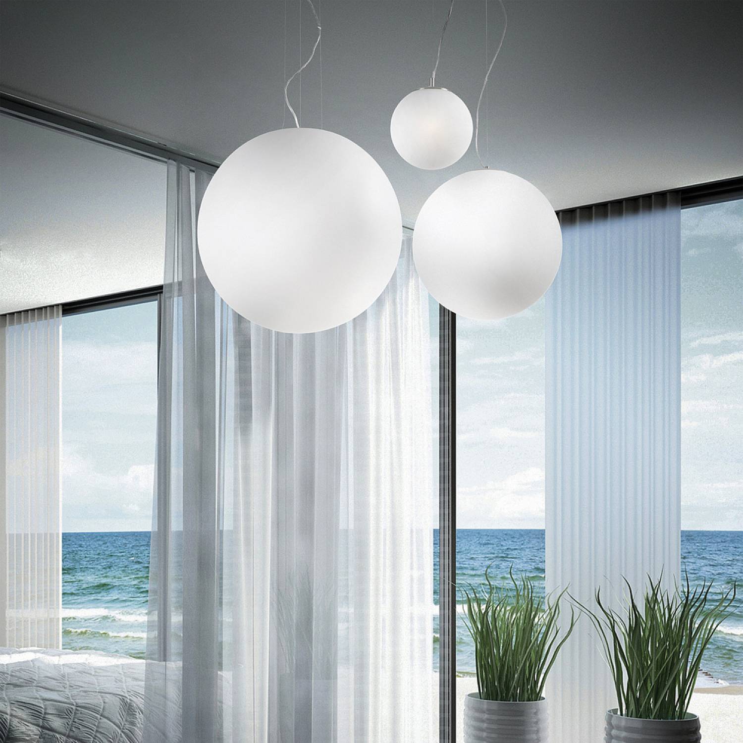 Sospensione Moderna Mapa Vetro Bianco 1 Luce E27 D20Cm 009148