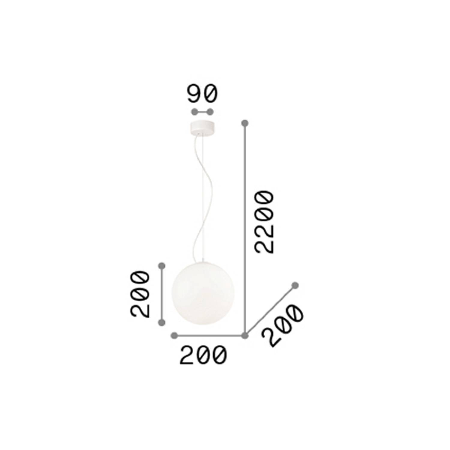 Sospensione Moderna Mapa Vetro Bianco 1 Luce E27 D20Cm 009148