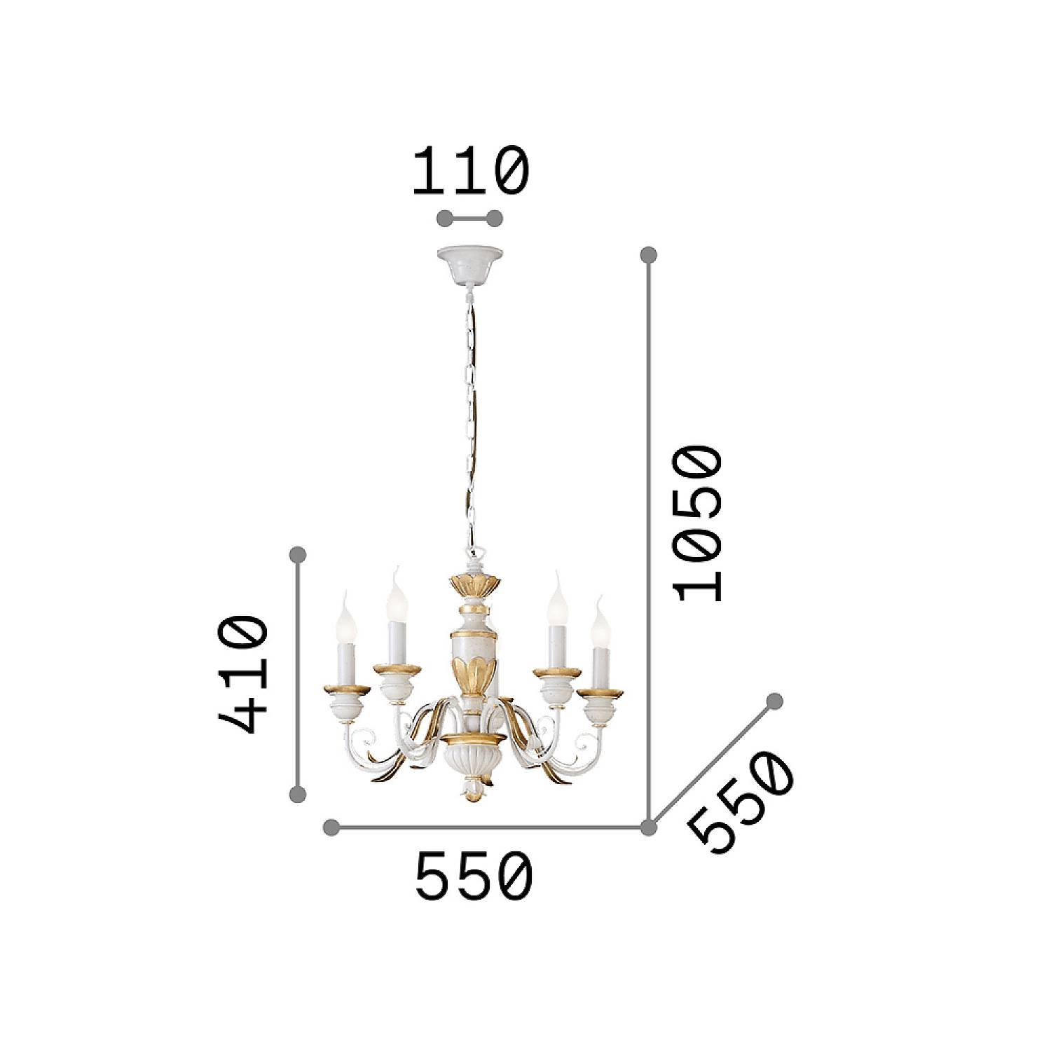 Lampadario Classico Firenze Materie Plastiche Bianco 5 Luci E14 012865