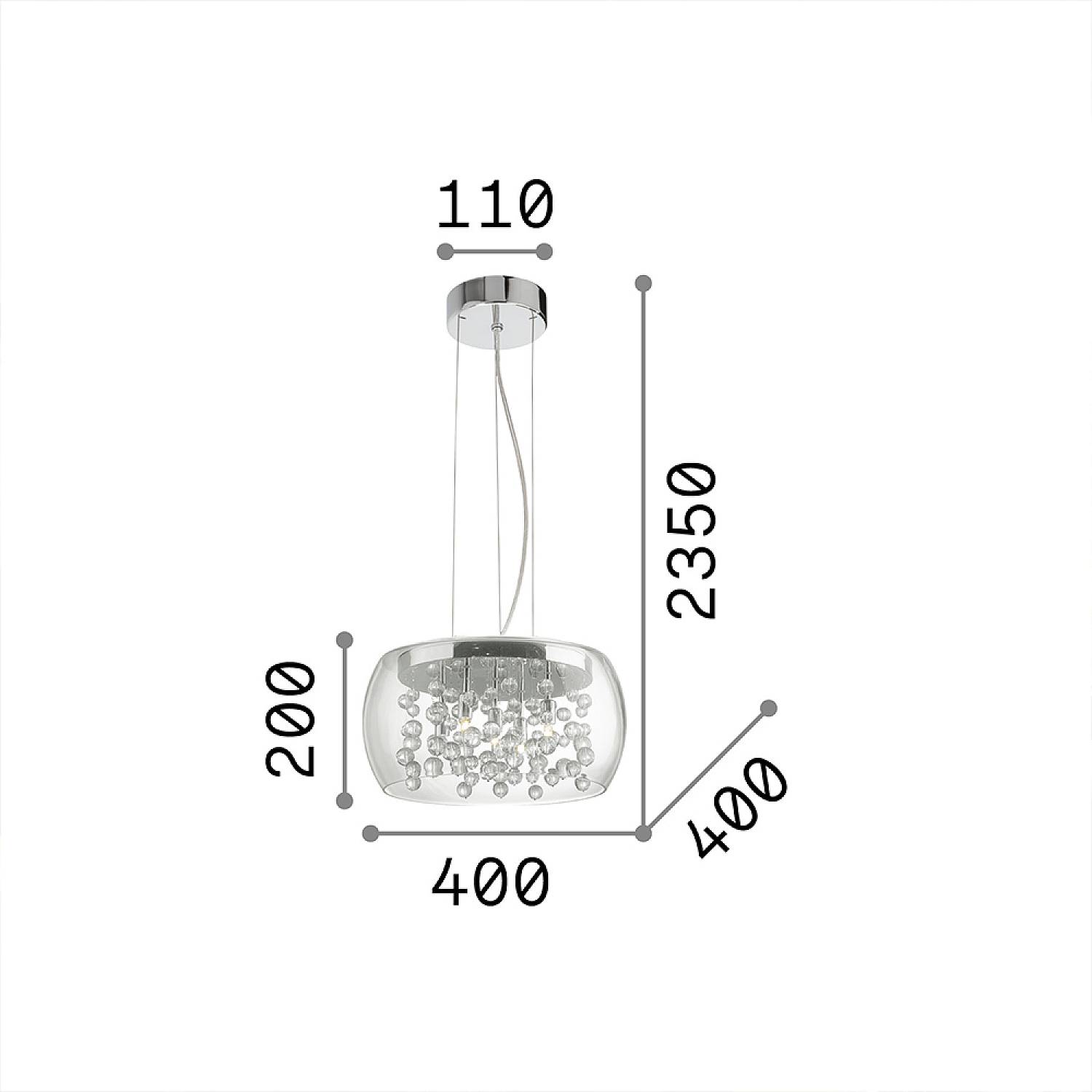 Sospensione Moderna Audi-80 Metallo Trasparente 5 Luci G9 3W 3000K Luce Calda 031743