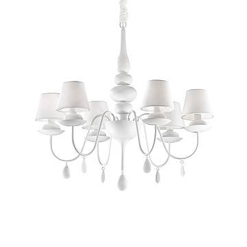 Lampadario Shabby Chic-Provenzale Blanche Metallo Bianco 6 Luci E14