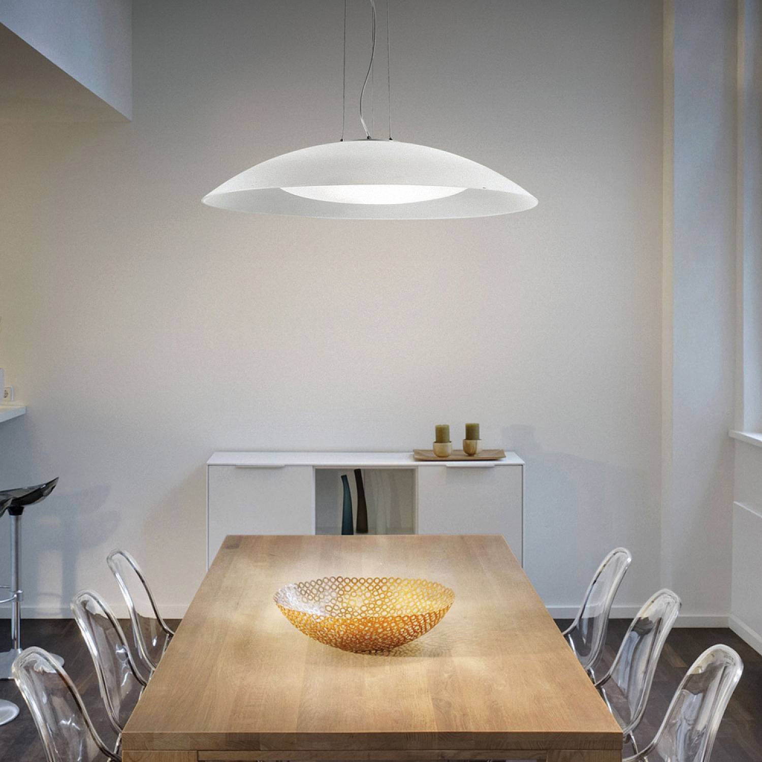 Sospensione Moderna Lena Vetro Bianco 3 Luci E27 D64Cm 035727