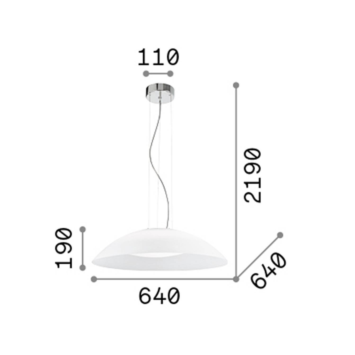Sospensione Moderna Lena Vetro Bianco 3 Luci E27 D64Cm 035727