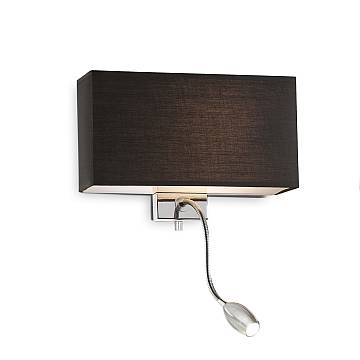 Applique Moderna Hotel Metallo Nero E Cromo 2 Luci E27+Led 1,5W Applique Moderna Hotel Metallo Nero E Cromo 2 Luci E27+Led 1,5W