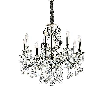 Lampadario Classico Gioconda Metallo-Cristallo Argento 8 Luci E14 Lampadario Classico Gioconda Metallo-Cristallo Argento 8 Luci E14