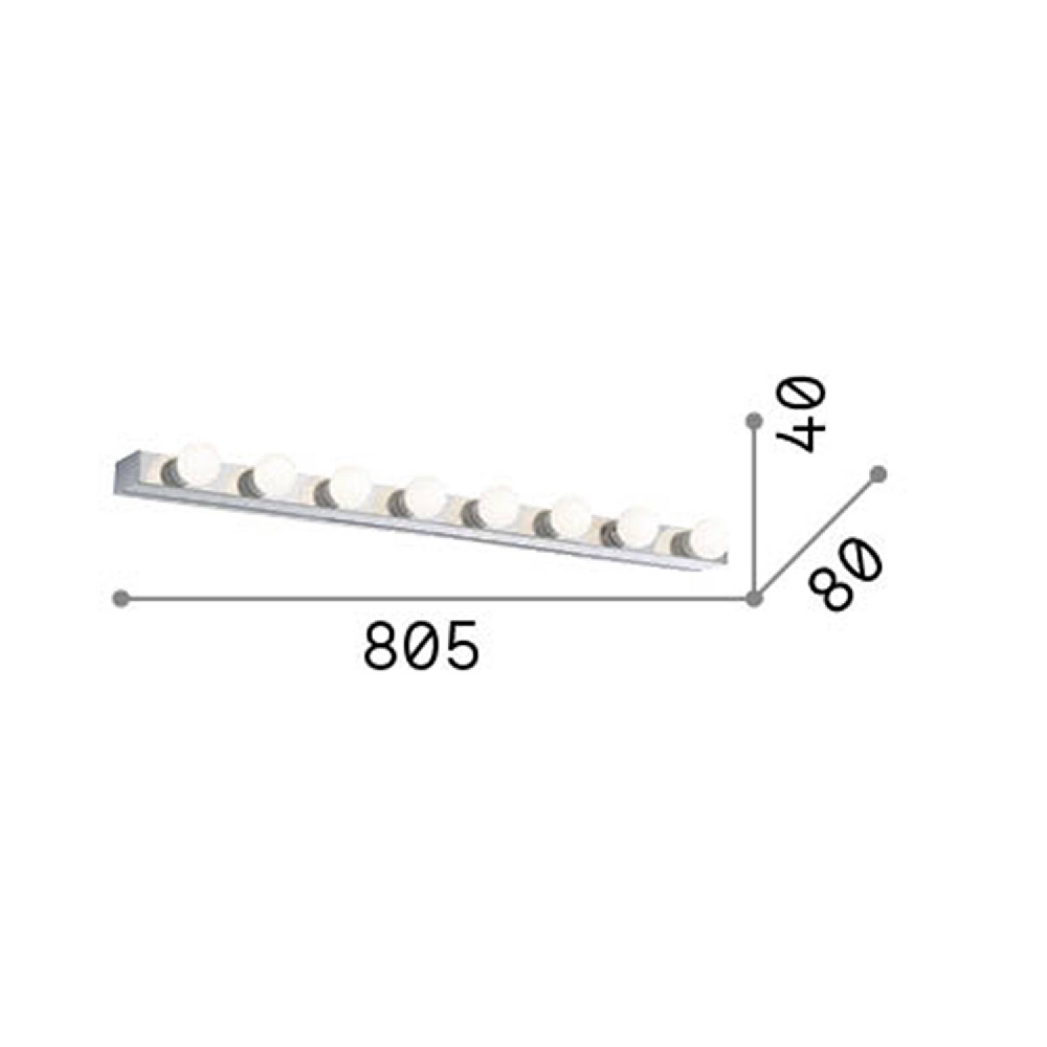 Applique Moderna Prive' Metallo Cromo 8 Luci E14 045634