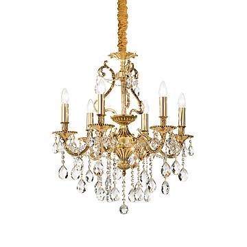 Lampadario Classico Gioconda Metallo-Cristallo Oro 6 Luci E14 Lampadario Classico Gioconda Metallo-Cristallo Oro 6 Luci E14