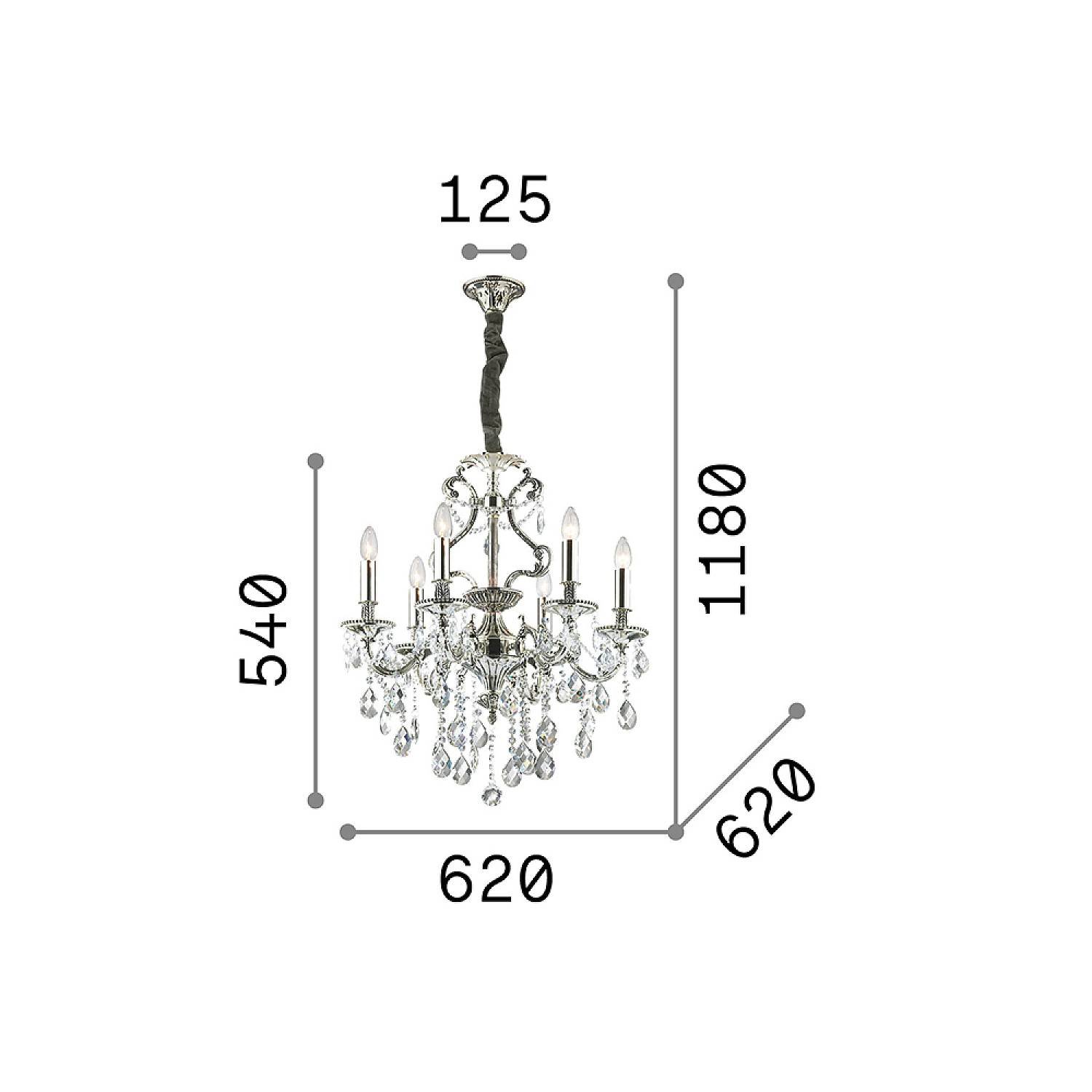 Lampadario Classico Gioconda Metallo-Cristallo Oro 6 Luci E14 060507