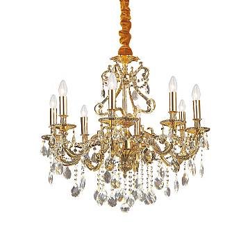 Lampadario Classico Gioconda Metallo-Cristallo Oro 8 Luci E14 Lampadario Classico Gioconda Metallo-Cristallo Oro 8 Luci E14
