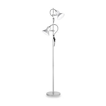 Piantana Moderna Polly Metallo Argento 2 Luci E27 Piantana Moderna Polly Metallo Argento 2 Luci E27
