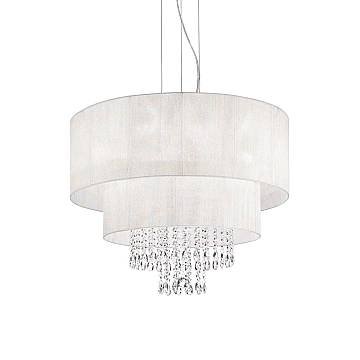 Lampadario Classico Opera Vetro,Tessuto,Cristalloistallo Bianco 6 Luci E27 Lampadario Classico Opera Vetro,Tessuto,Cristalloistallo Bianco 6 Luci E27