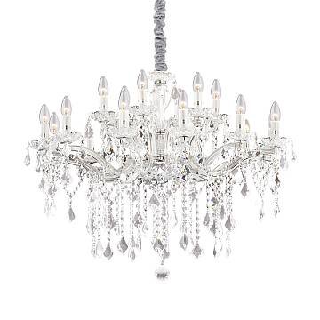 Lampadario Classico Florian Metallo-Cristallo Cromo 18 Luci E14