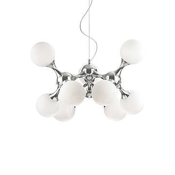 Sospensione Contemporanea Nodi Metallo Bianco 9 Luci E14