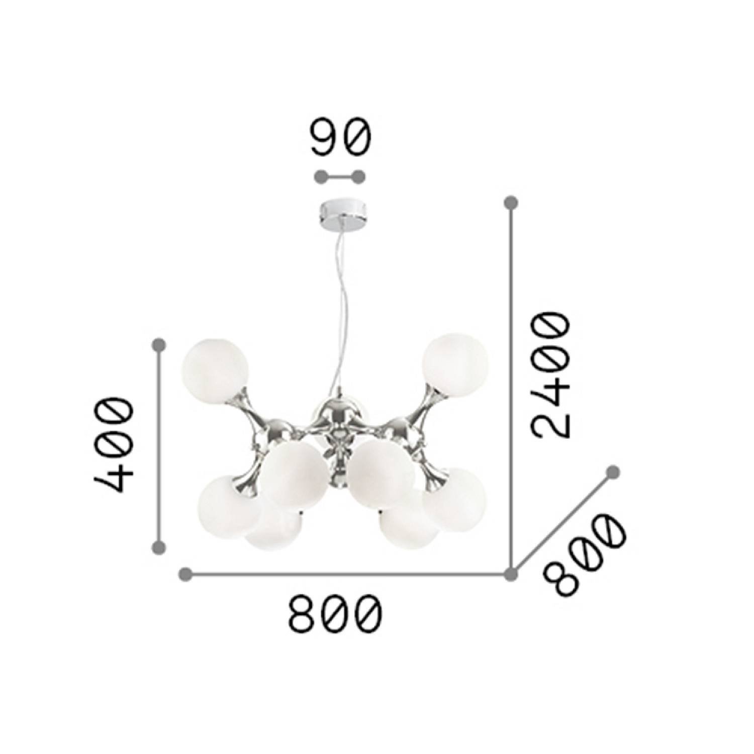 Sospensione Contemporanea Nodi Metallo Bianco 9 Luci E14 082059