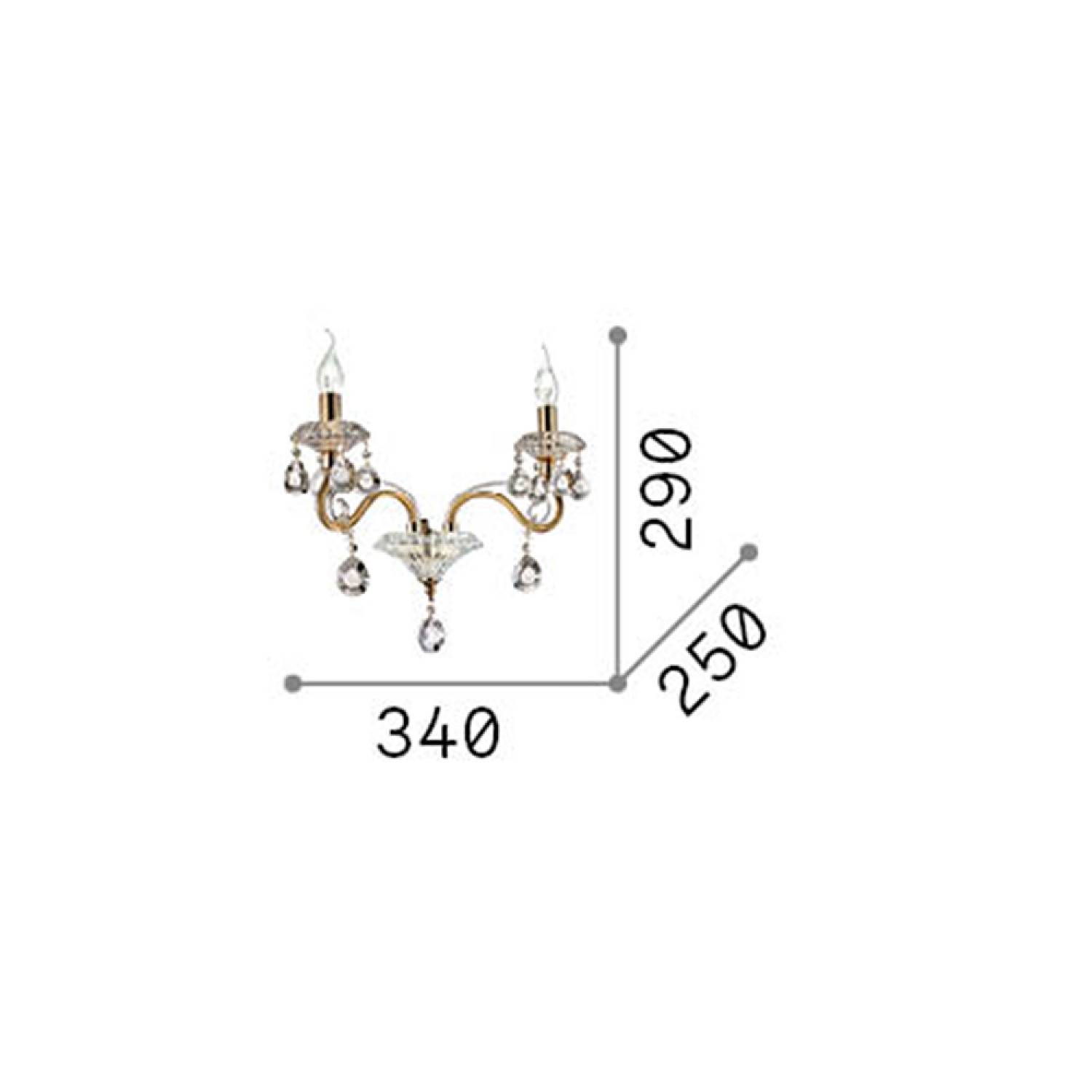 Applique Classica Negresco Metallo-Cristallo Oro 2 Luci E14 087757