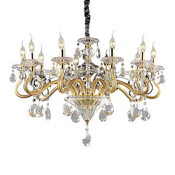 Lampadario Classico Negresco Metallo-Cristallo Oro 10 Luci E14