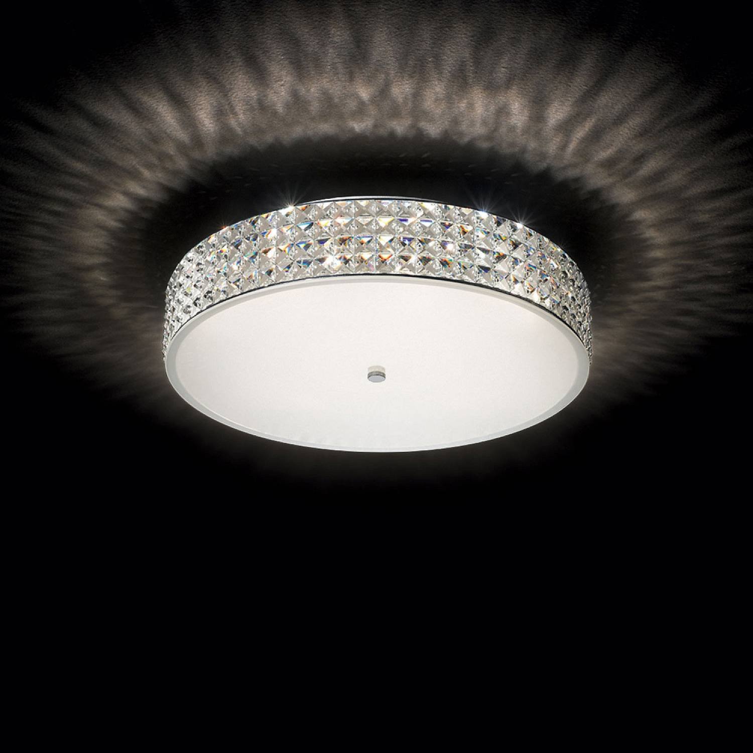 Plafoniera Contemporanea Roma Metallo-Cristallo Cromo 9 Luci 3W 3000K Luce Calda 087863