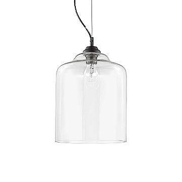 Sospensione Vintage-Decò Bistro' Metallo Trasparente 1 Luce E27 D24