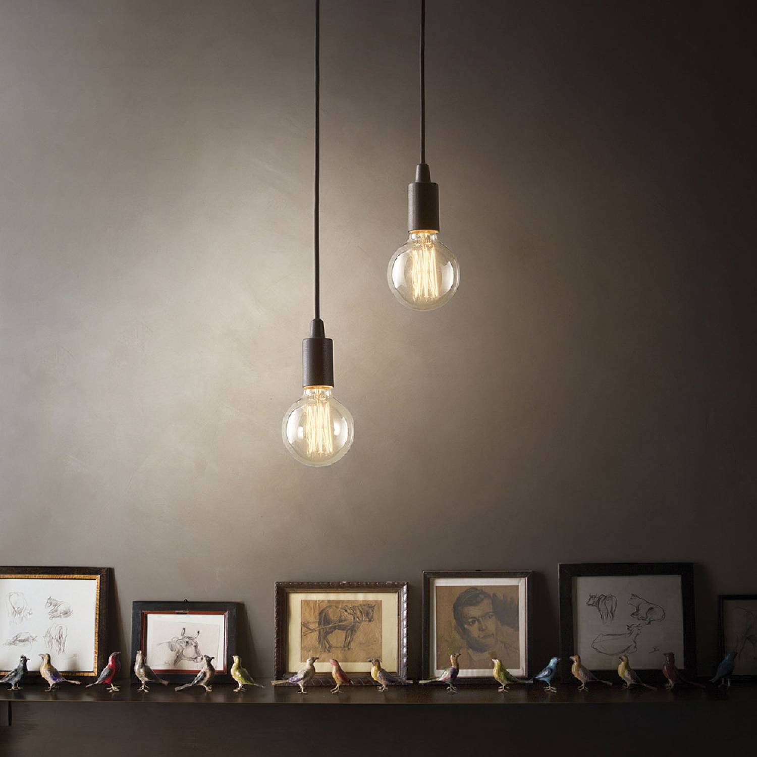 Sospensione Moderna Edison Metallo Nero 1 Luce E27 8W 3000K Luce Calda 113319