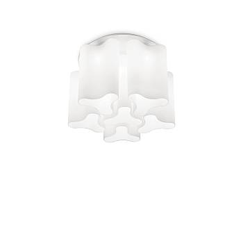 Plafoniera Moderna Compo Metallo Bianco 6 Luci E27