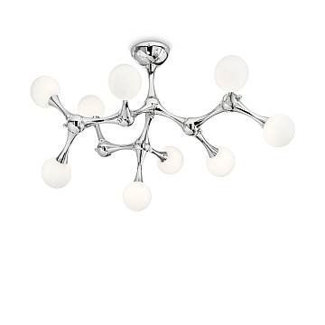 Plafoniera Contemporanea Nodino Metallo Cromo 9 Luci G9 3W 3000K Luce Calda Plafoniera Contemporanea Nodino Metallo Cromo 9 Luci G9 3W 3000K Luce Calda