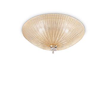 Plafoniera Classica Shell Vetro Ambra 3 Luci E27