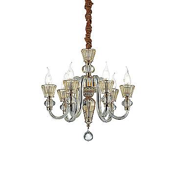 Lampadario Classico Strauss Vetro Oro 6 Luci E14