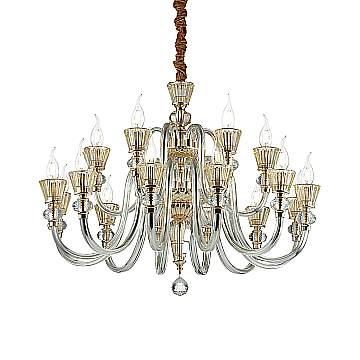 Lampadario Classico Strauss Vetro Oro 18 Luci E14