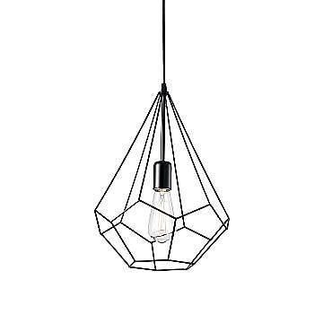 Sospensione Industrial-Minimal Ampolla-3 Metallo Nero 1 Luce E27