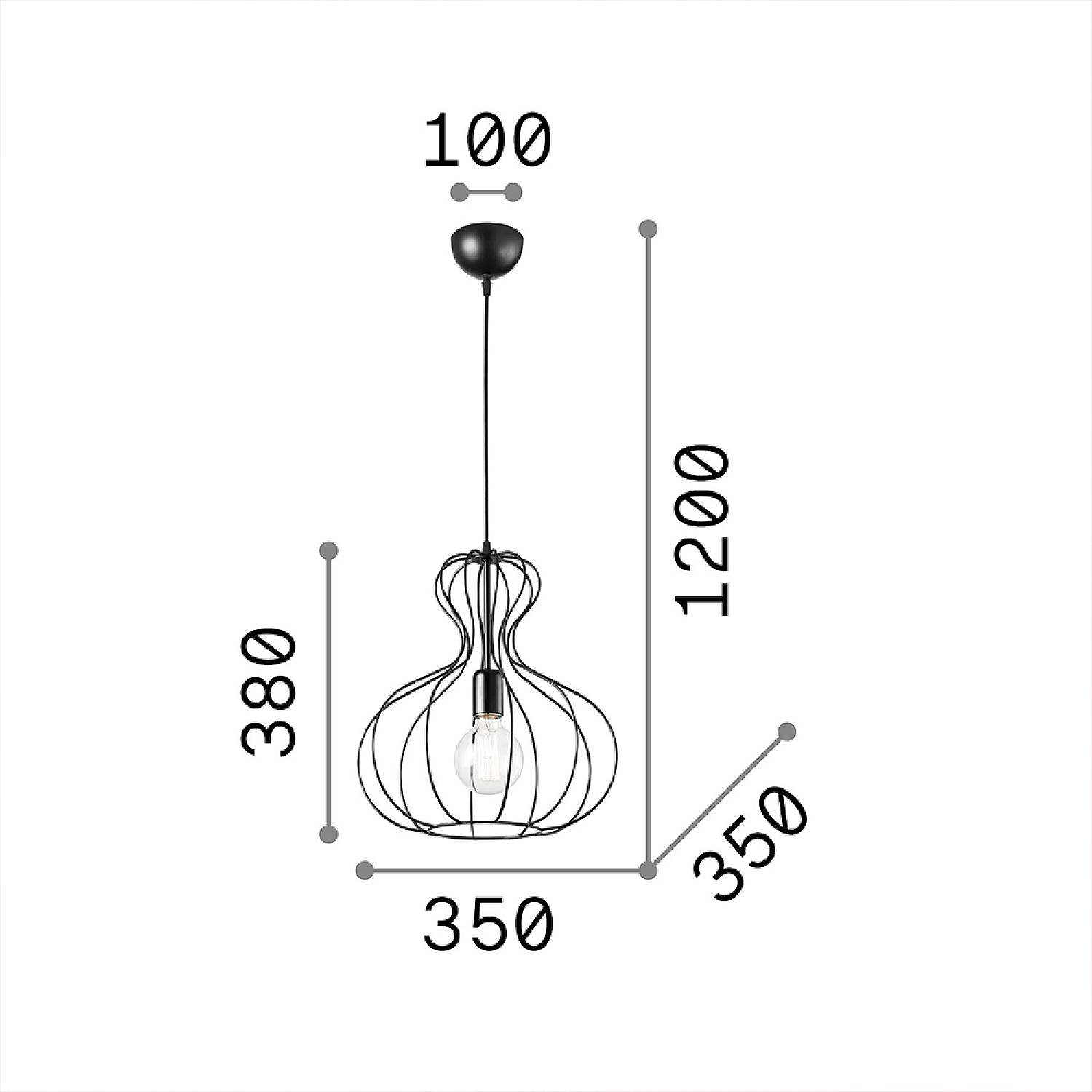 Sospensione Industrial-Minimal Ampolla-1 Metallo Nero 1 Luce E27 148502