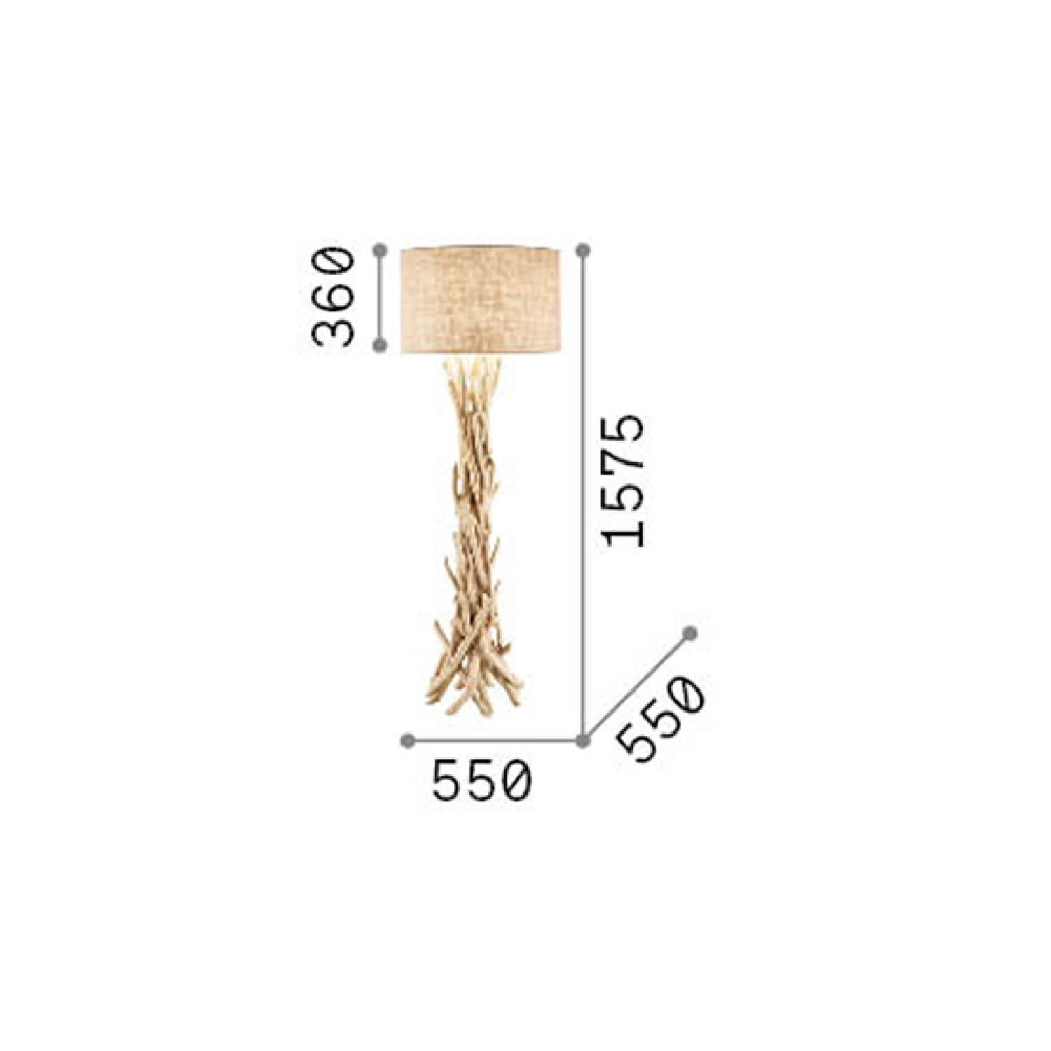 Piantana Industrial-Minimal Driftwood Metallo-Legno Marrone 1 Luce E27 148939
