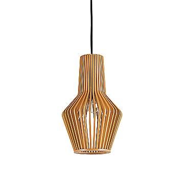 Sospensione Industrial-Minimal Citrus-1 Legno Marrone 1 Luce E27