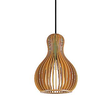 Sospensione Industrial-Minimal Citrus-3 Legno Marrone 1 Luce E27