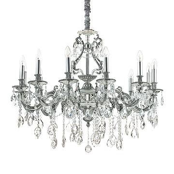Lampadario Classico Gioconda Metallo-Cristallo Argento 12 Luci E14 Lampadario Classico Gioconda Metallo-Cristallo Argento 12 Luci E14