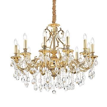 Lampadario Classico Gioconda Metallo-Cristallo Oro 12 Luci E14 Lampadario Classico Gioconda Metallo-Cristallo Oro 12 Luci E14