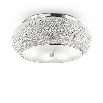Plafoniera Contemporanea Pasha' Metallo-Cristallo Cromo 14 Luci E14