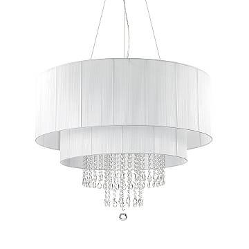 Lampadario Classico Opera Vetro,Tessuto,Cristalloistallo Bianco 10 Luci E27 Lampadario Classico Opera Vetro,Tessuto,Cristalloistallo Bianco 10 Luci E27