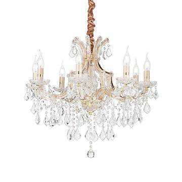 Lampadario Classico Napoleon Metallo-Cristallo Oro 8 Luci E14