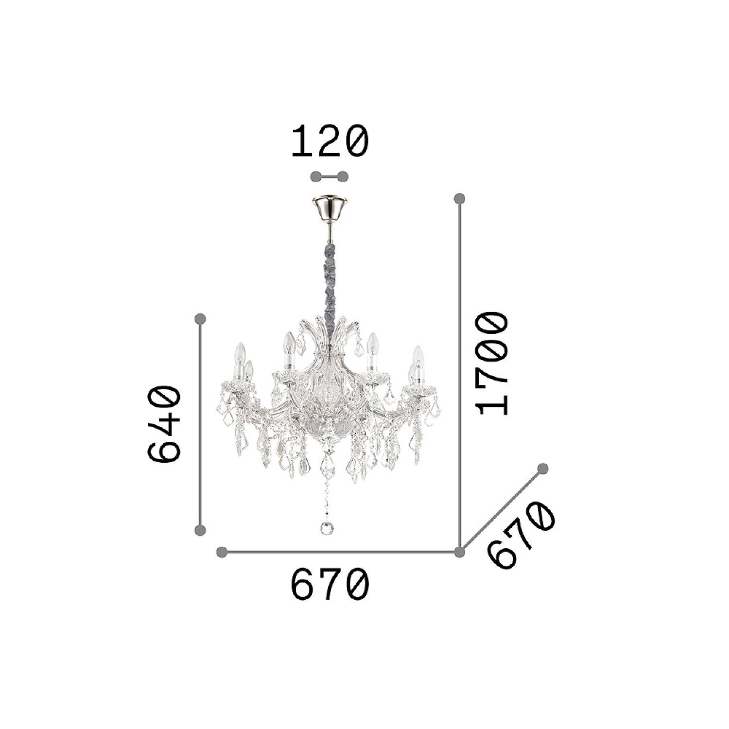 Lampadario Classico Napoleon Metallo-Cristallo Oro 8 Luci E14 167398