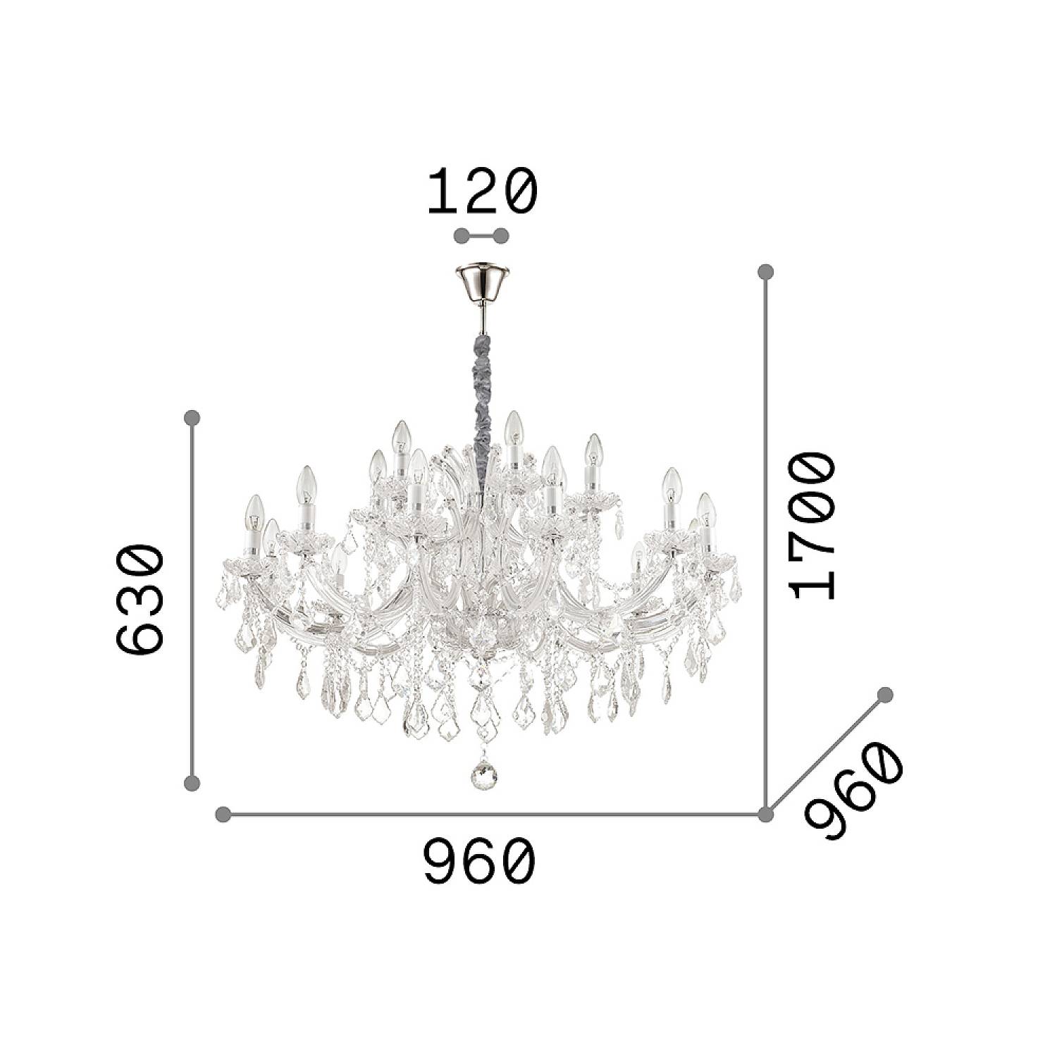 Lampadario Classico Napoleon Metallo-Cristallo Oro 18 Luci E14 167411